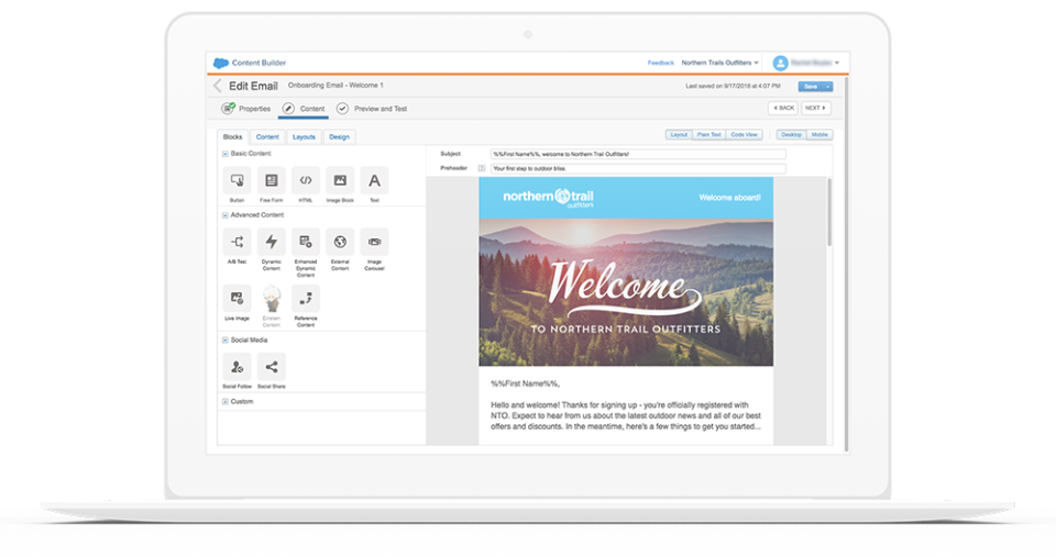 screenshot of Salesforce Marketing Cloud